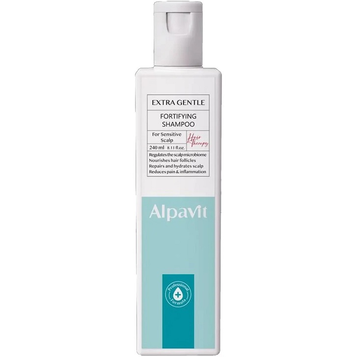 شامپو آلپاویت Extra Gentle مناسب کف سر حساس و پس از کاشت مو حجم 240ml