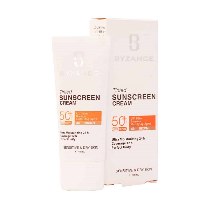 کرم ضد آفتاب رنگی بیزانس مناسب پوست خشک SPF 50 حجم 40ml